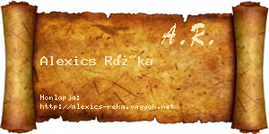 Alexics Réka névjegykártya